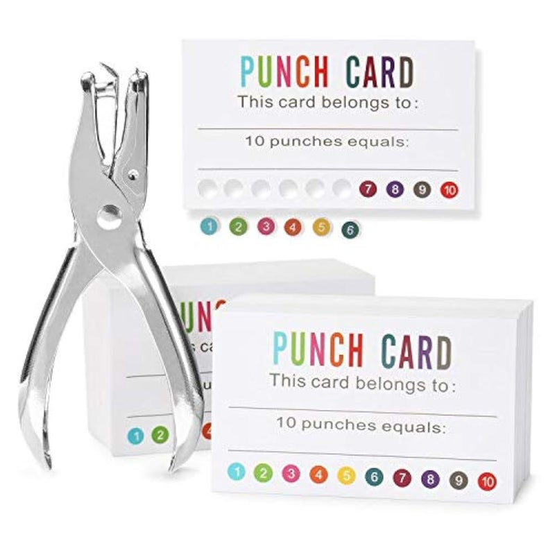 ONEDONE Punch Cards (Pack of 200) Reward Punch Cards for Classroom Behavior Incentive Awards for Kids Students Teachers Home Classroom School Business Loyalty Gift Card - 3.5" x 2" - Image 1